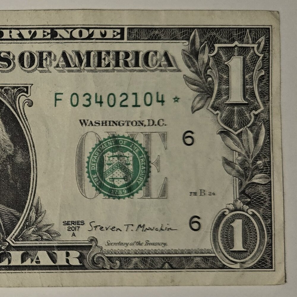 United States RARE $1 Bill Star Note Series 2017A F03402104* (B275)